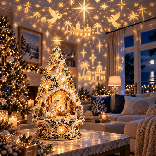 🔥 FINAL DAY - 49% OFF ENDS TONIGHT!Lighted Nativity Christmas Tree – Holy Family, Angels & Bethlehem Star Tabletop Decor