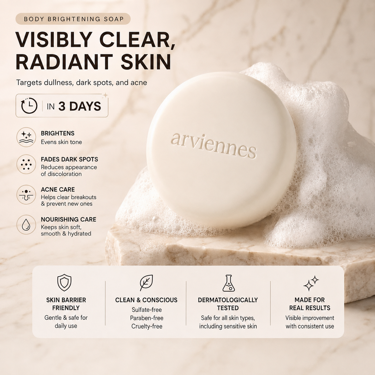 🛀🏻Niacinamide Skin Brightening Soap melasma dark spots freckle
