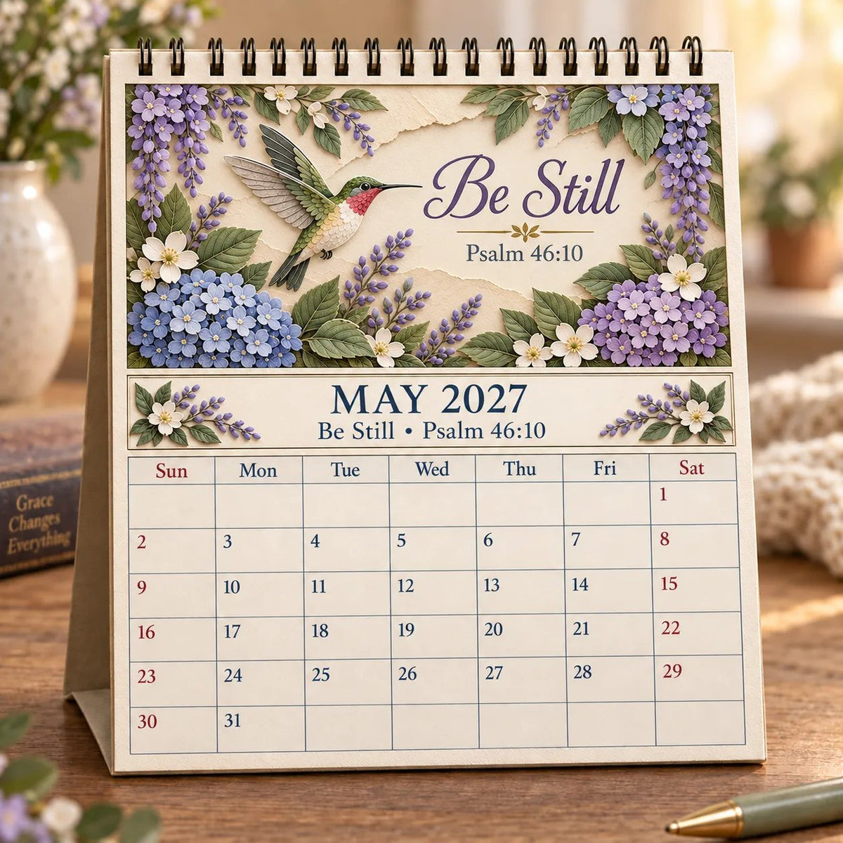 ✝️ 3D Christian Calendar 2027 | 12 Scripture Designs with Nature Scenes, Birds &amp; Flowers for Faith-Filled Homes &amp; Meaningful Gifts 🎁
