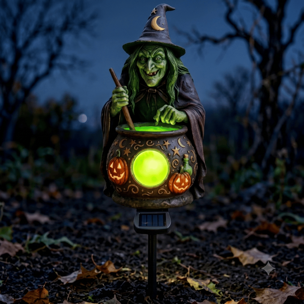 🧙Halloween Solar Witch Cauldron Garden Stake Light