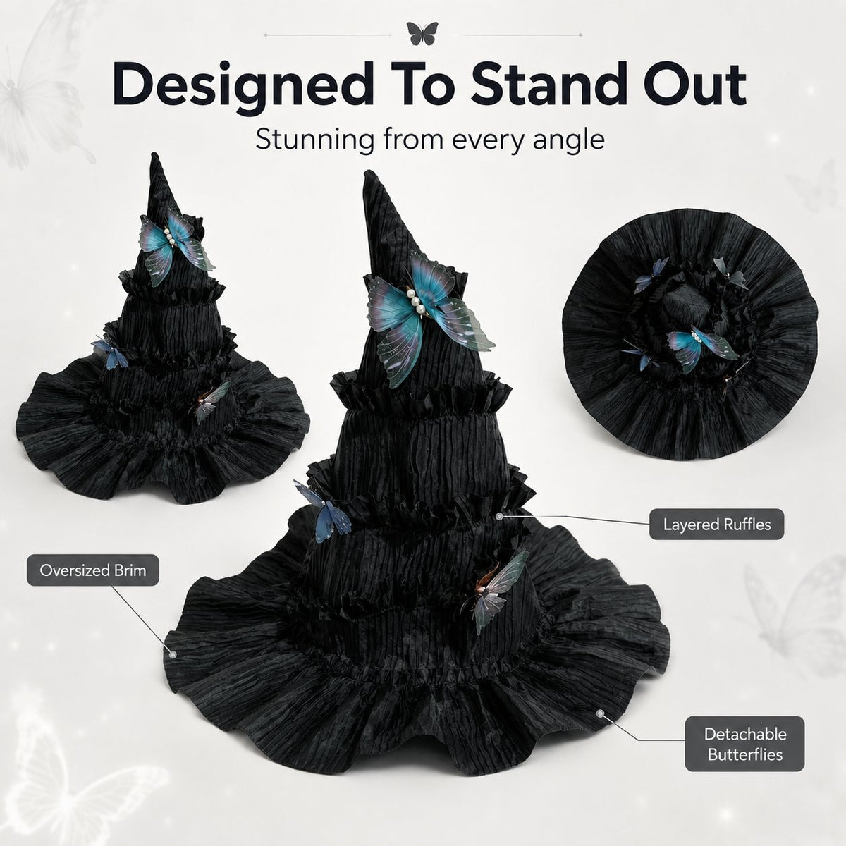 🖤 Gothic Butterfly Witch Hat™