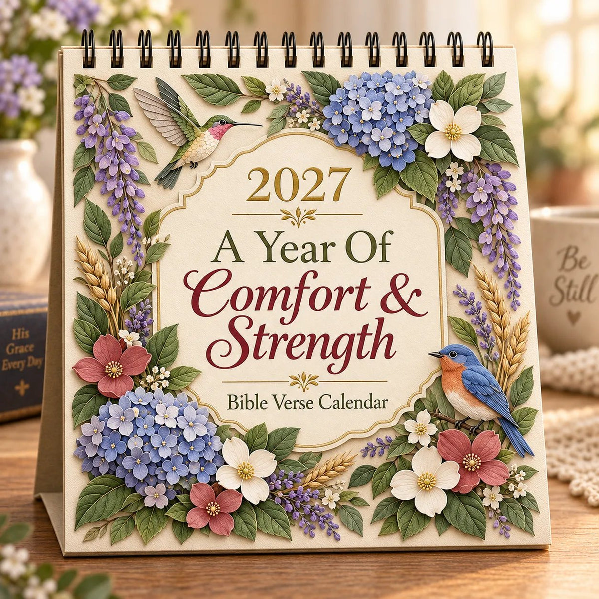 ✝️ 3D Christian Calendar 2027 | 12 Scripture Designs with Nature Scenes, Birds &amp; Flowers for Faith-Filled Homes &amp; Meaningful Gifts 🎁