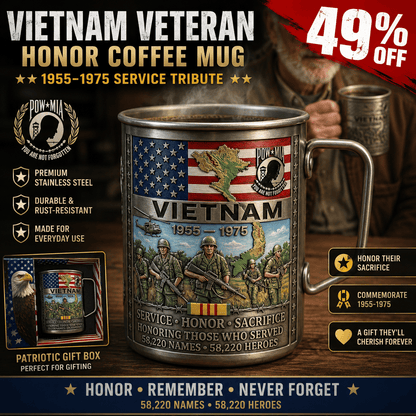 🔥LAST DAY 49% OFF 🎖️Vietnam Veteran Honor Coffee Mug – 1955-1975 Service Tribute