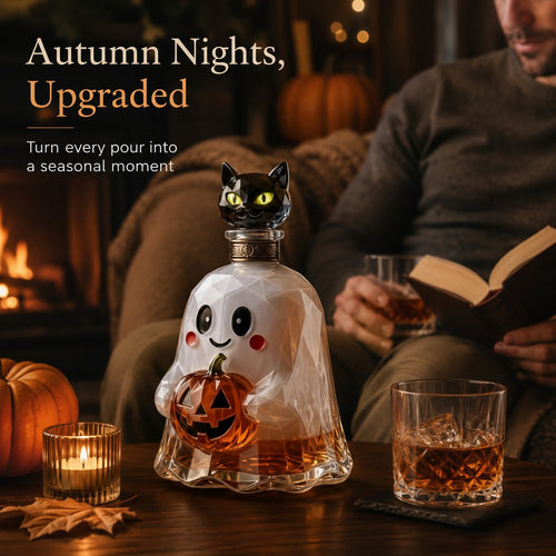Ghost Pumpkin Halloween Decanter 🎃 Spooky Glass Whiskey Bottle