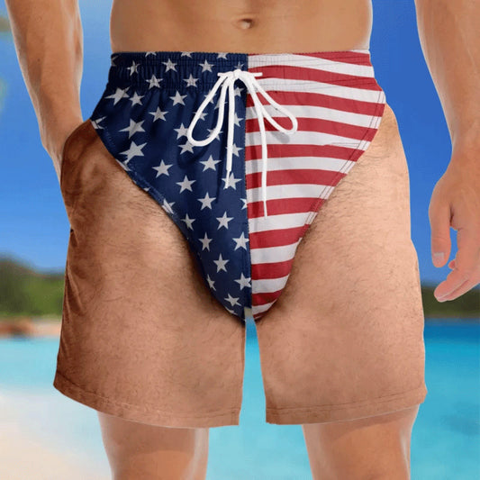 🔥Custom Funny Patriotic Men Swim Trunks