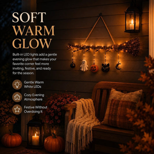 Lighted Fall Broom Wall Hanging🍂