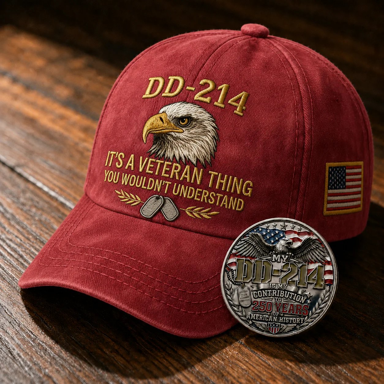 DD-214 Veteran 3D Embroidered Cap - "IT'S A VETERAN THING YOU WOULDN'T UNDERSTAND" 🎁 Free Honor Coin With Every Cap Purchase
