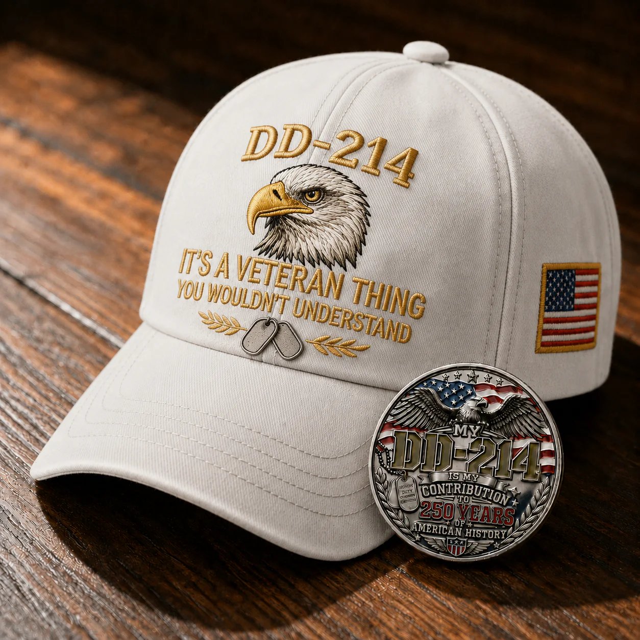 DD-214 Veteran 3D Embroidered Cap - "IT'S A VETERAN THING YOU WOULDN'T UNDERSTAND" 🎁 Free Honor Coin With Every Cap Purchase