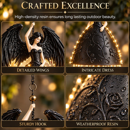 Gothic Dark Angel Starlight Waterfall Outdoor Resin Garden Light