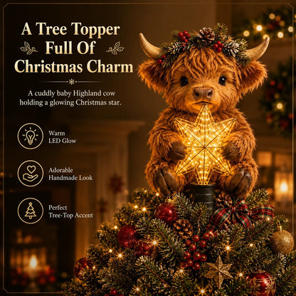 🎄✨Baby Highland Cow Glowing Star Tree Topper