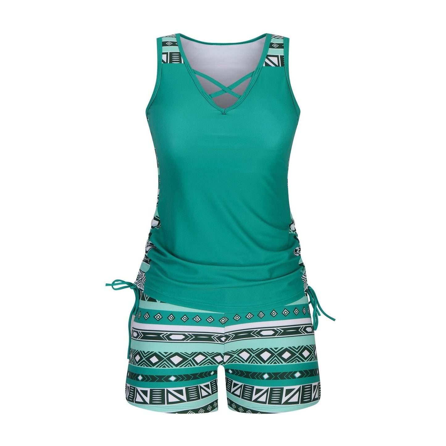 ⏰LAST DAY 60% OFF - Miraclesuit Women's 2-Piece Tummy Control Tankini Set with Built-In Bra – Flattering Boho Swimwear with Shorts🔥 Buy 2 Free Shipping