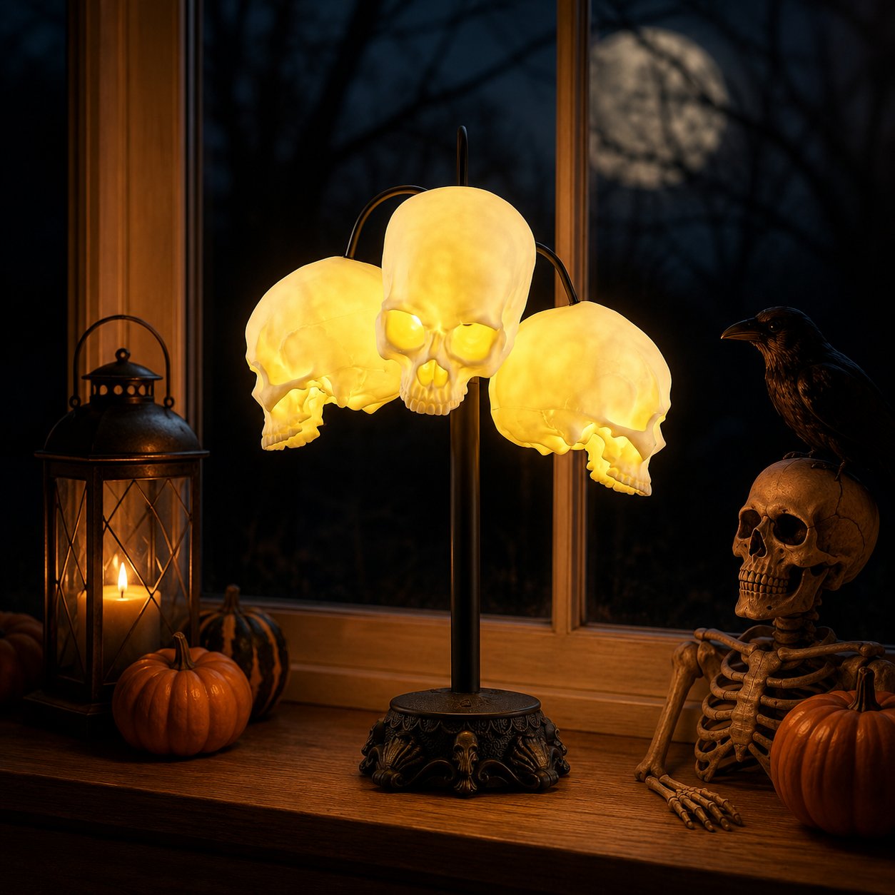 💀Triple Terror Glowing Skull Display