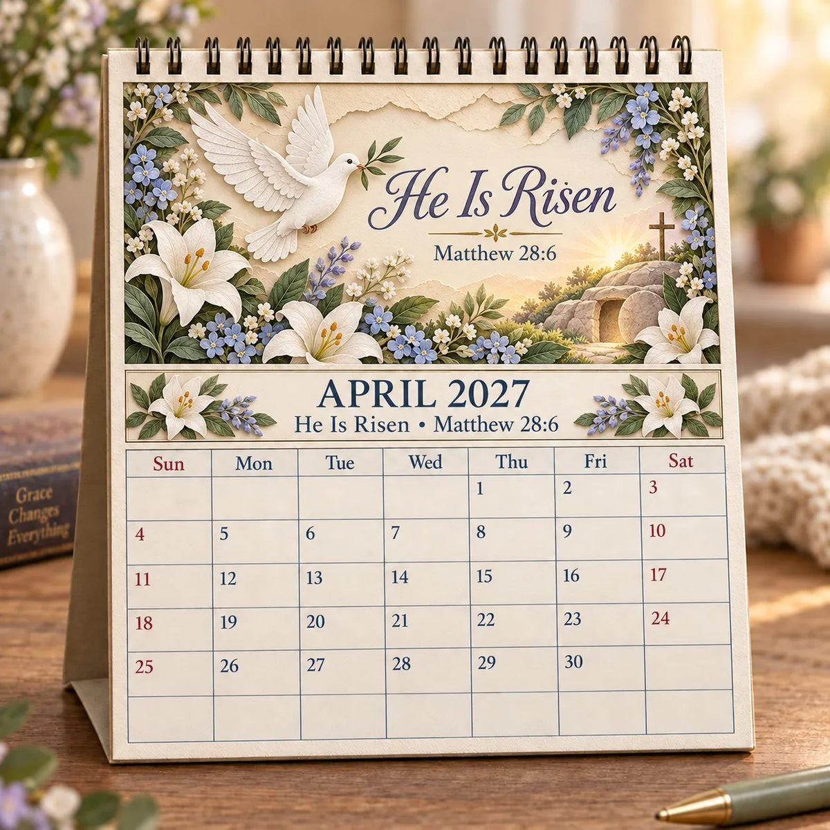 ✝️ 3D Christian Calendar 2027 | 12 Scripture Designs with Nature Scenes, Birds &amp; Flowers for Faith-Filled Homes &amp; Meaningful Gifts 🎁