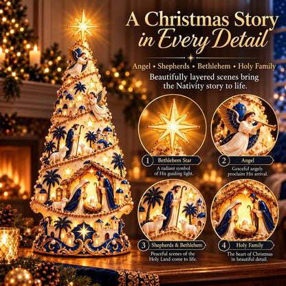 Bethlehem Nativity Light-Up Christmas Tree – Jesus Shadow Projection Holiday Decor
