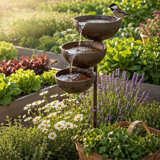 🌧️ Rain Catcher Self-Filling Bird Bath 🐦 Weatherproof Outdoor Garden Bird Water Bowl
