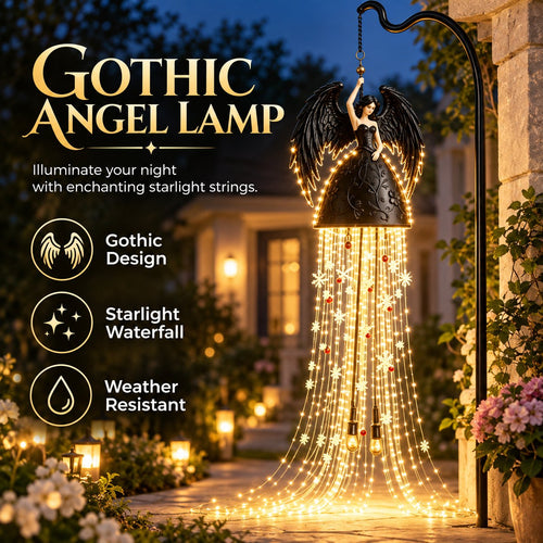 Gothic Dark Angel Starlight Waterfall Outdoor Resin Garden Light