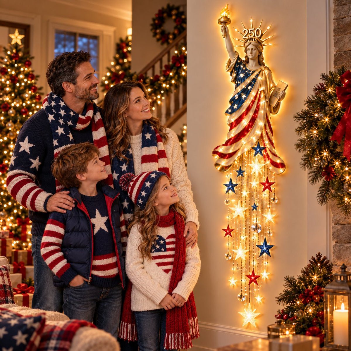 🇺🇸🗽 Liberty 250 Starfall Wall Glow – Patriotic Anniversary Lighted Keepsake