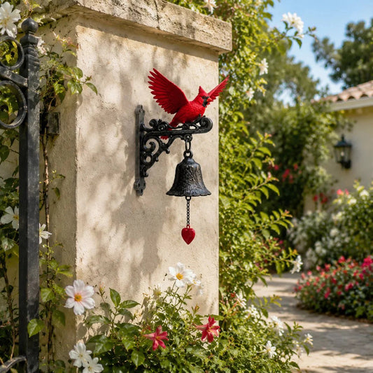 🐦🔔 Vintage Cardinal Garden Bell