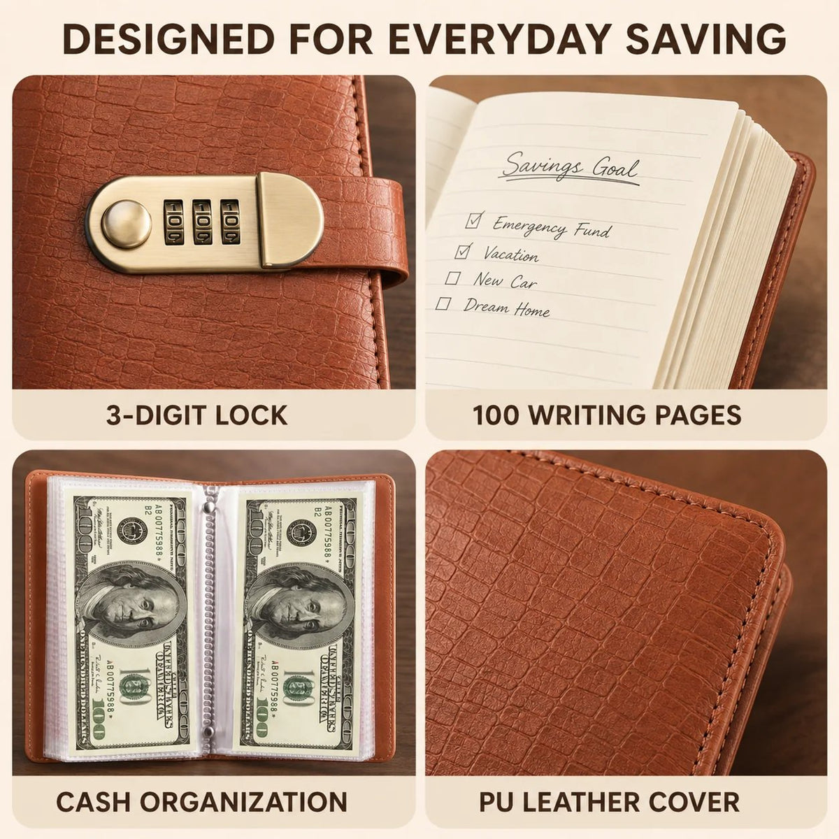 🔥 Last Day 50 % OFF– Lockable A6 Savings Notebook with 3-Digit Combination Lock 💰