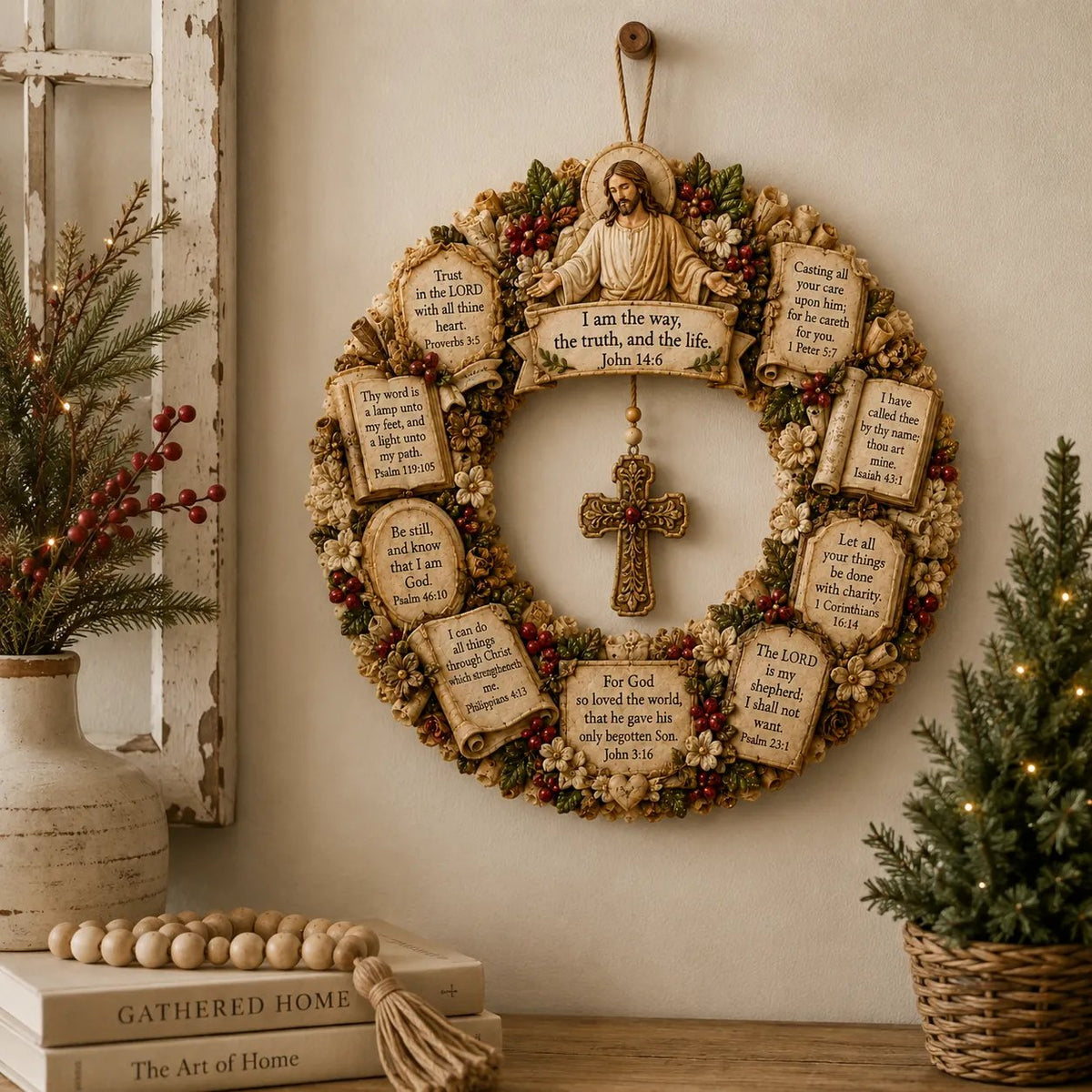 Christian Scripture Wreath Collection – Wood Faith-Inspired Décor