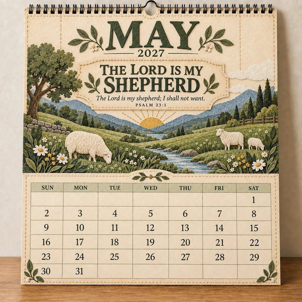 ✝️ 2027 Psalms Wall Calendar | Monthly Scripture &amp; Christian Artwork