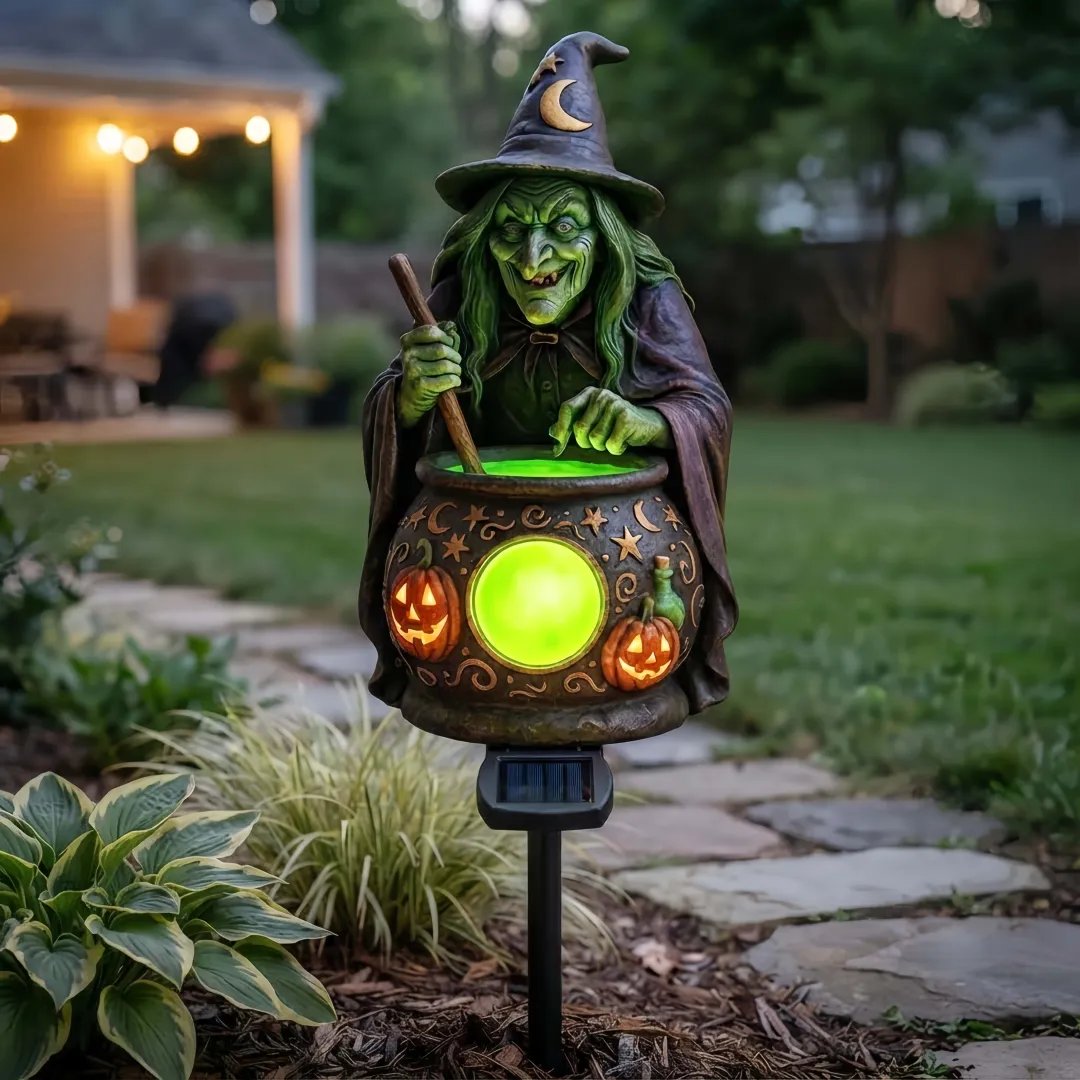 🧙Halloween Solar Witch Cauldron Garden Stake Light