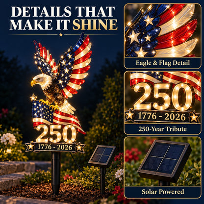 🇺🇸 America 250 Eagle Solar Yard Light – Patriotic Garden Decor | 1776–2026 🦅