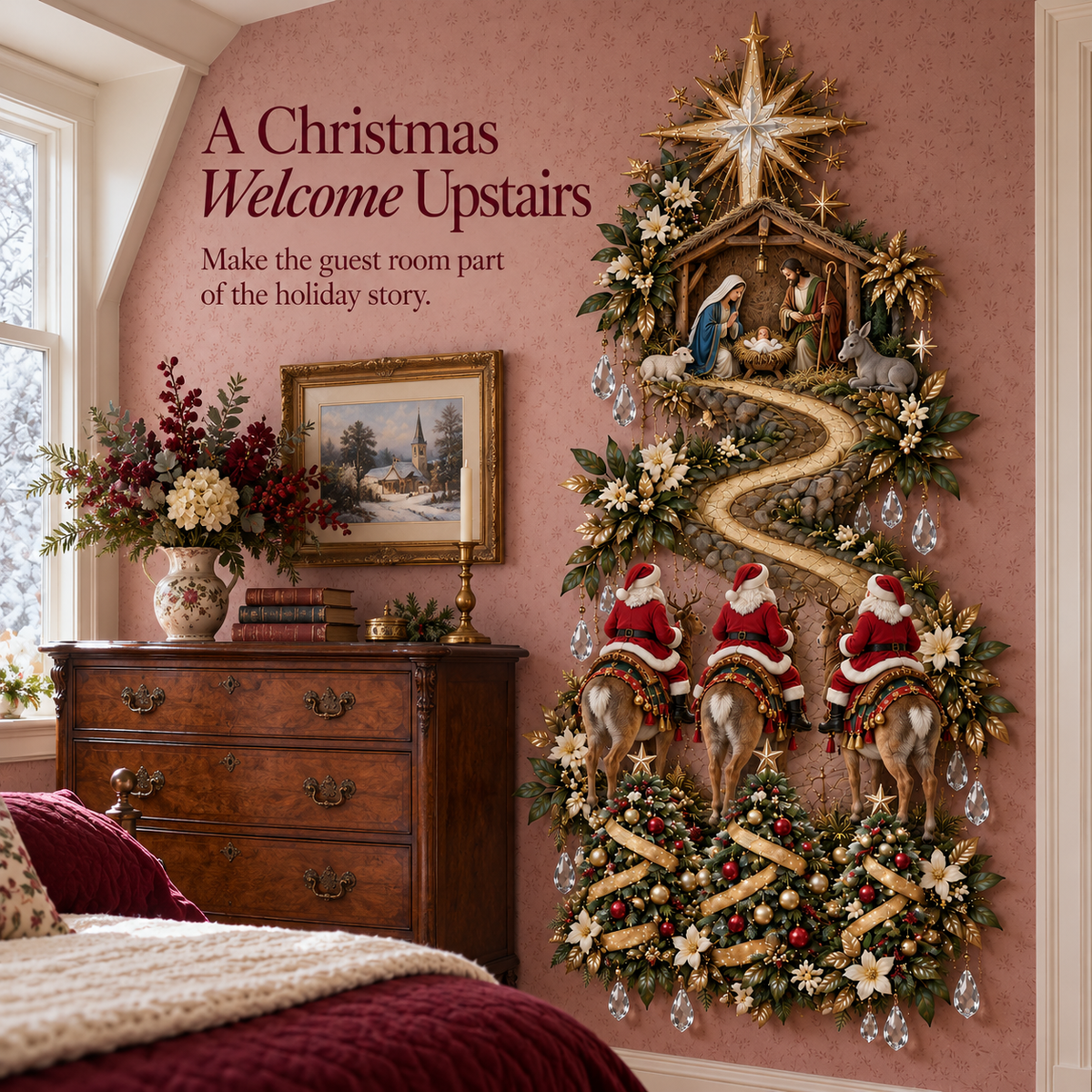 🌟 Journey to Bethlehem – Lighted Christmas Wall Sculpture 🎄
