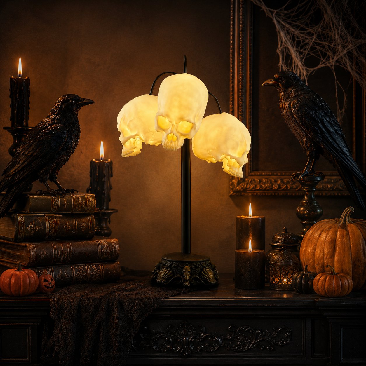 💀Triple Terror Glowing Skull Display