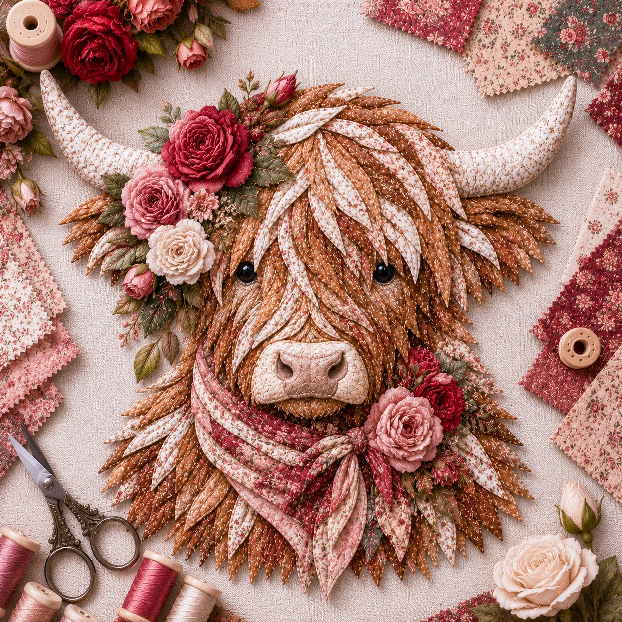 🔥LAST DAY 50% OFF - 🐮💐🌸 Birth Flower Highland Cow 3D Layered Fabric Art DIY Kit (Beginner-friendly) 🔥 Buy 2 Free Shipping