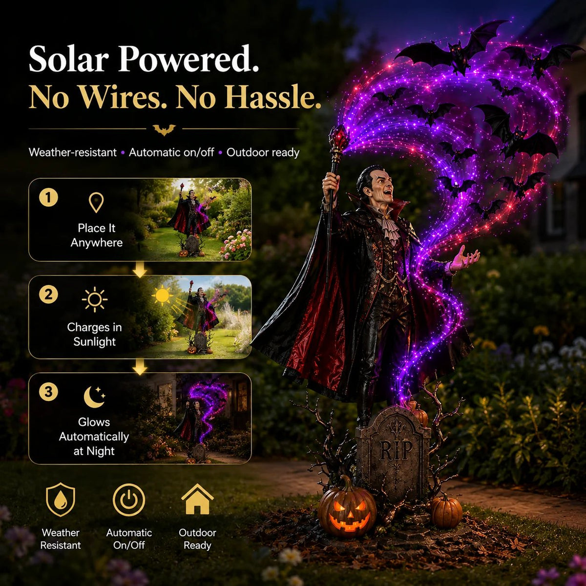 🔥🎃Today 49% OFF🦇Vampire Summoning Bats Garden Light-📦Buy Two Get Free Shipping
