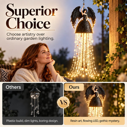 Gothic Dark Angel Starlight Waterfall Outdoor Resin Garden Light