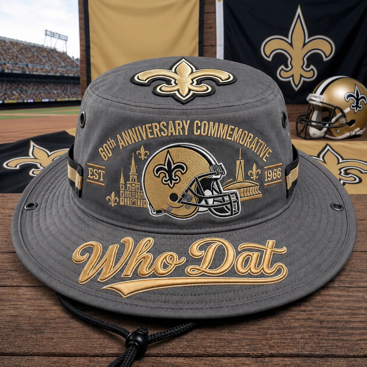 🇺🇸 Last Day Promo: 49% OFF⚜️Who Dat 60th Anniversary commemorative Boonie Hat🏈