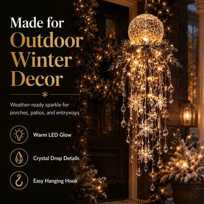 Crystal Cascade Christmas Light™ – Hanging Snowflake & Crystal LED Porch Décor ✨❄️