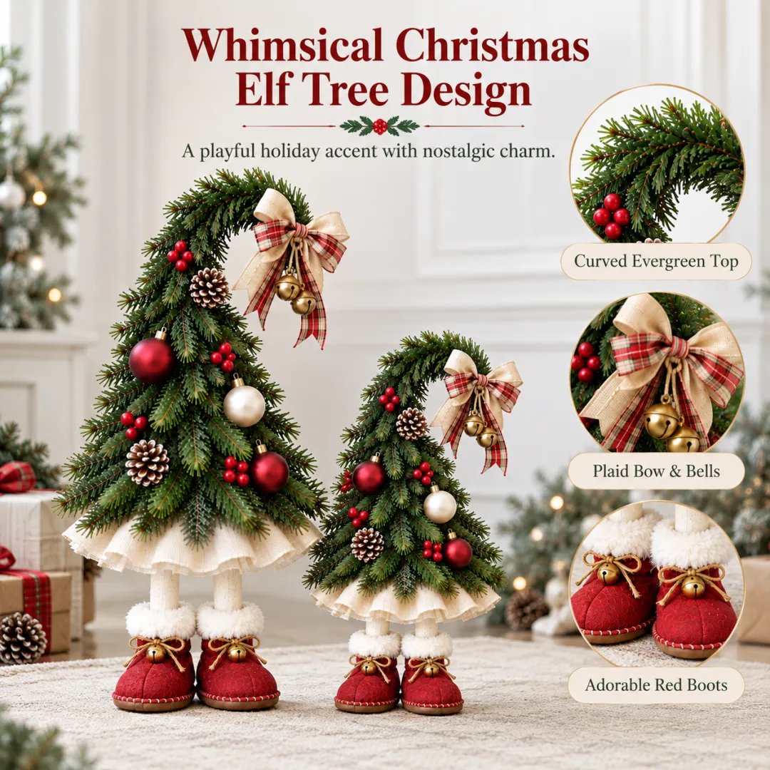 Cozy nostalgic Christmas elf tree decoration