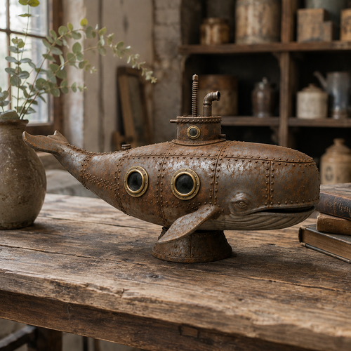 🐳Vintage Mechanical Whale Sculpture
