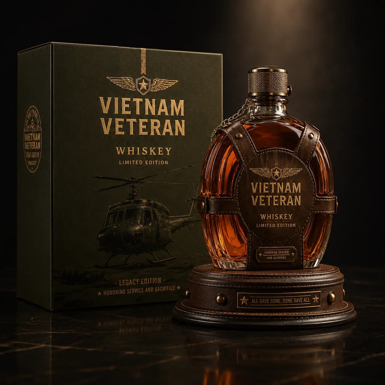🎖️Vietnam Veteran Tribute Whiskey Decanter Gift Set–💛All Gave Some, Some Gave All