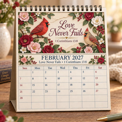 ✝️ 3D Christian Calendar 2027 | 12 Scripture Designs with Nature Scenes, Birds &amp; Flowers for Faith-Filled Homes &amp; Meaningful Gifts 🎁