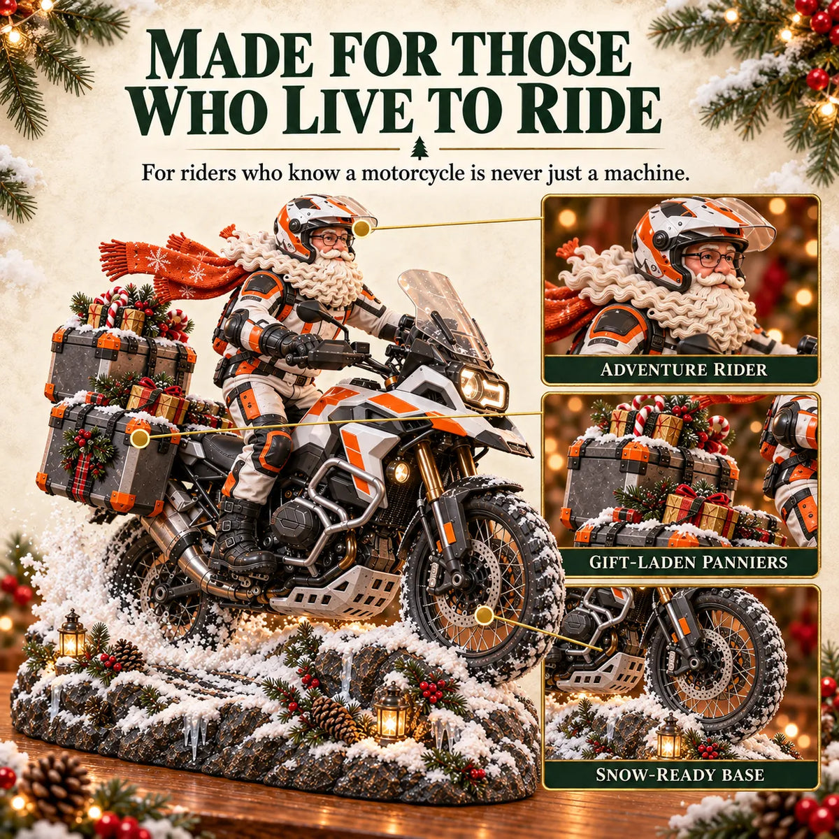 🏍️🎅 Santa’s Ride Home™ | Motorcycle Santa Christmas Figurine