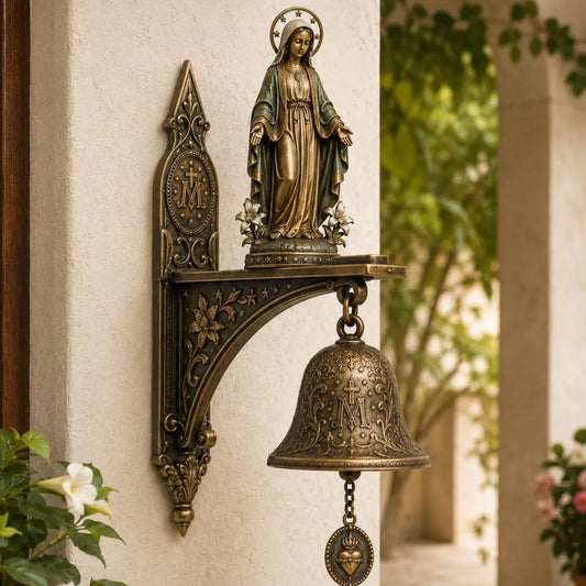 ✨ Our Lady of Grace Miraculous Medal Wall Bell – A Meaningful Catholic Gift for Mom, Grandma & Women of Faith