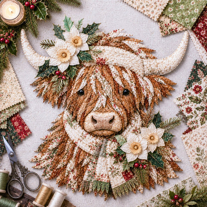 🔥LAST DAY 50% OFF - 🐮💐🌸 Birth Flower Highland Cow 3D Layered Fabric Art DIY Kit (Beginner-friendly) 🔥 Buy 2 Free Shipping