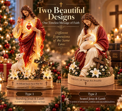🔥 60,000+ Sold! ✝️ Jesus & Lamb Lighted Sea Glass Statue — A Beautiful Symbol of Faith