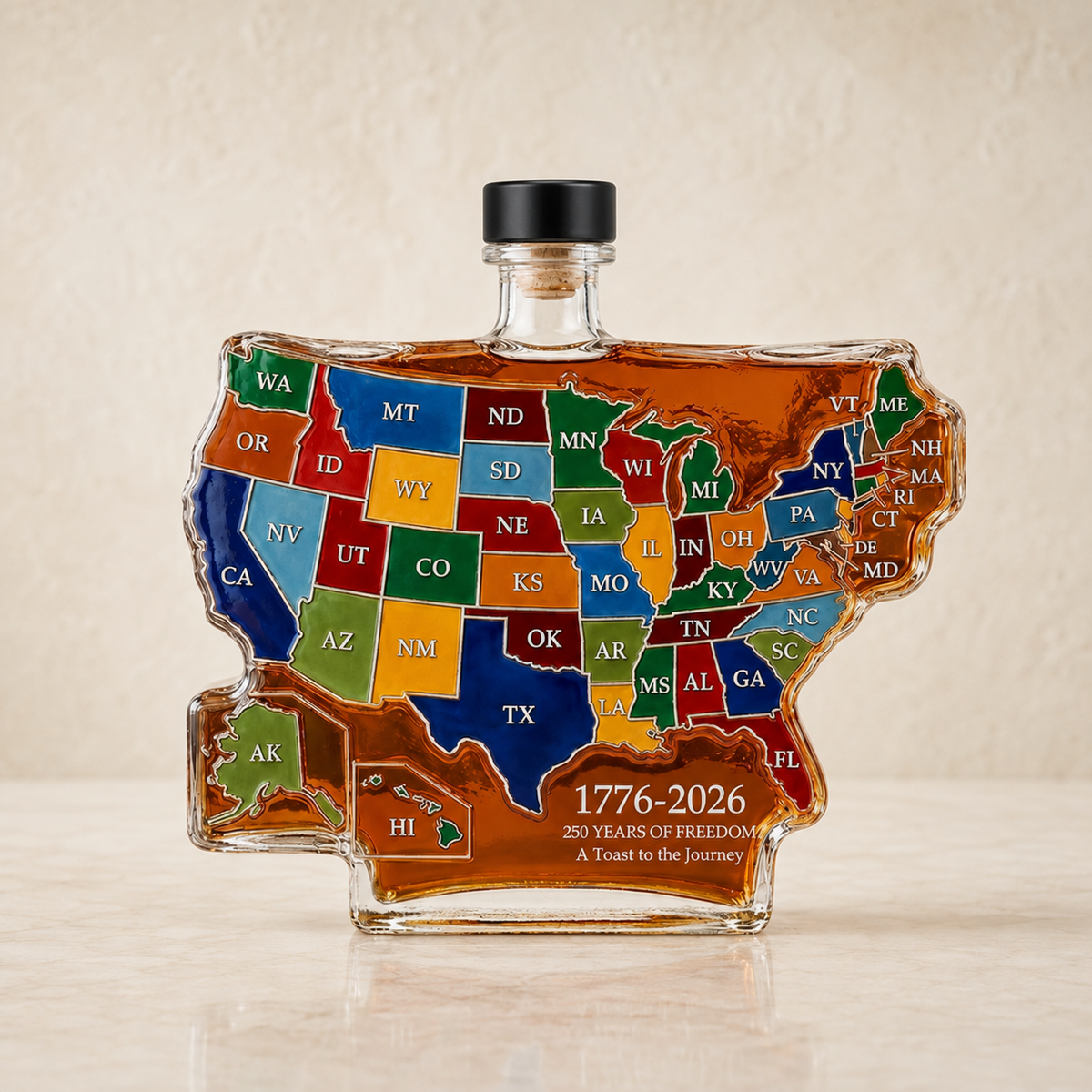 USA 50 State 250th Anniversary Whiskey Bottle Decanter