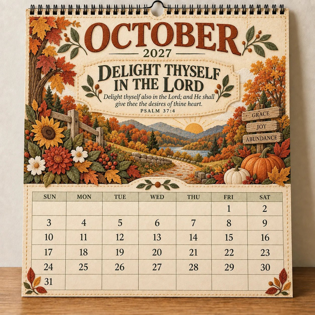 ✝️ 2027 Psalms Wall Calendar | Monthly Scripture &amp; Christian Artwork