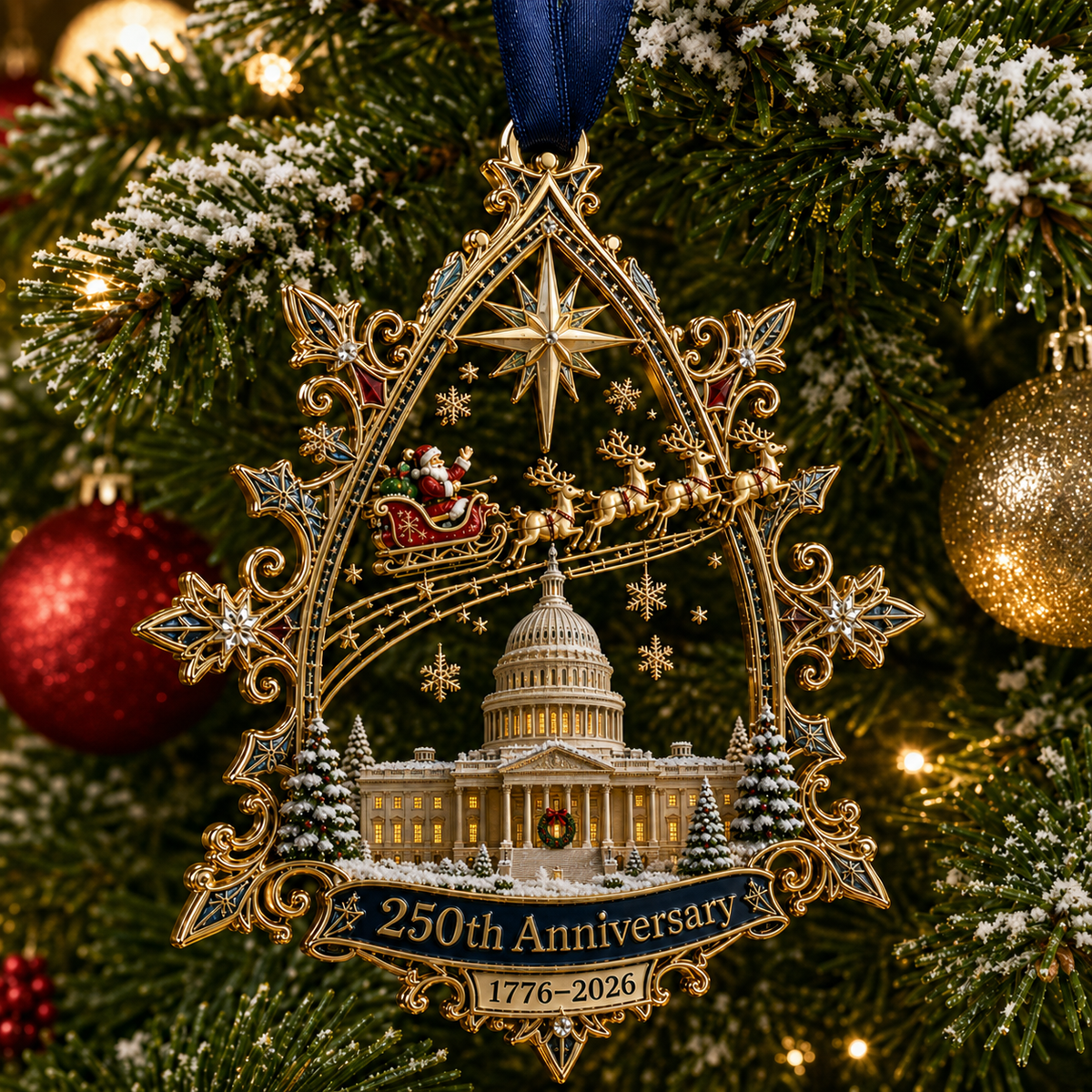🔥250th Anniversary: Santa Flying Over the White House on a Snowy Night
