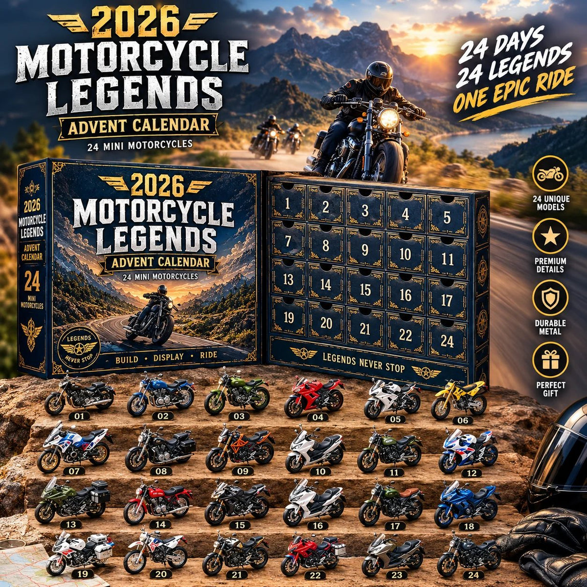🛵🚗 High Sales 2026 Motorcycle & Classic American Cars Advent Calendar