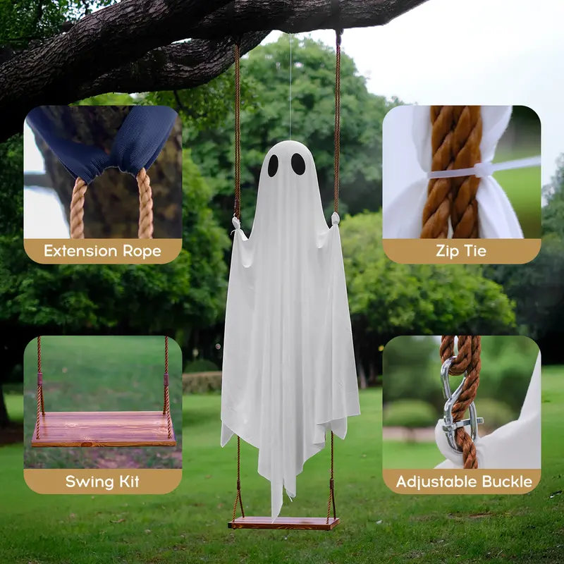 Hanging Ghost Swing Outdoor Halloween Decoration