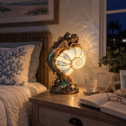 🧜‍♀️ Moon Tide Mermaid Nautilus Lamp
