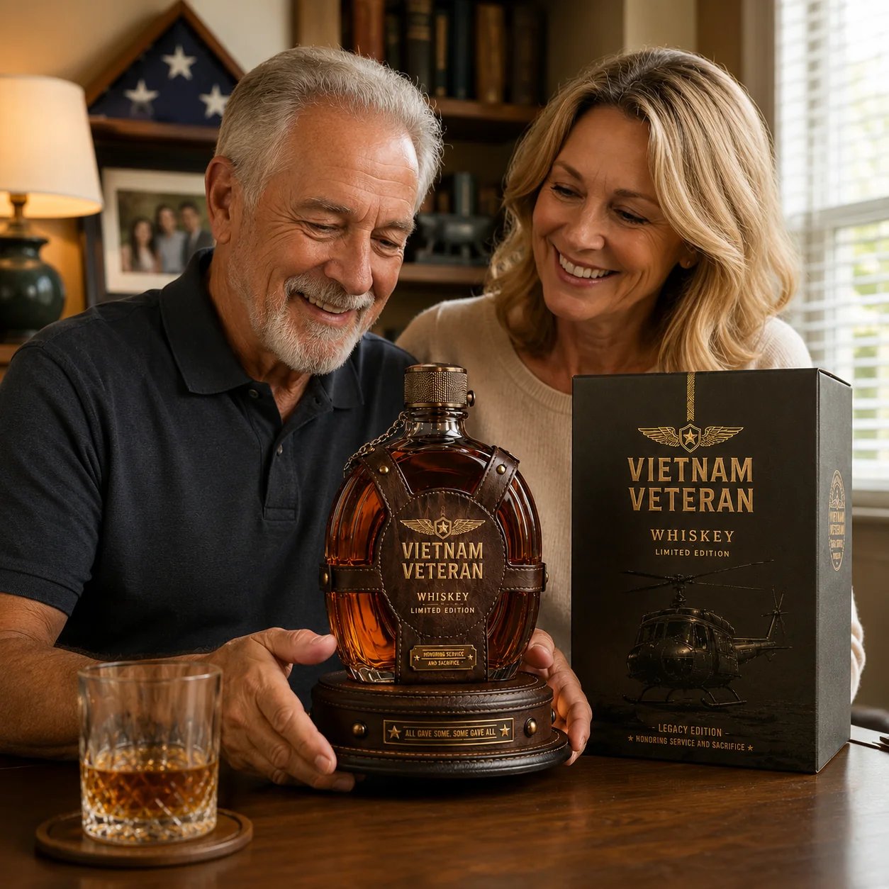 🎖️Vietnam Veteran Tribute Whiskey Decanter Gift Set–💛All Gave Some, Some Gave All