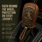 🙏 The "Traveler's Blessing" Custom Leather Gear Shift Cover | Faith Behind The Wheel ✨